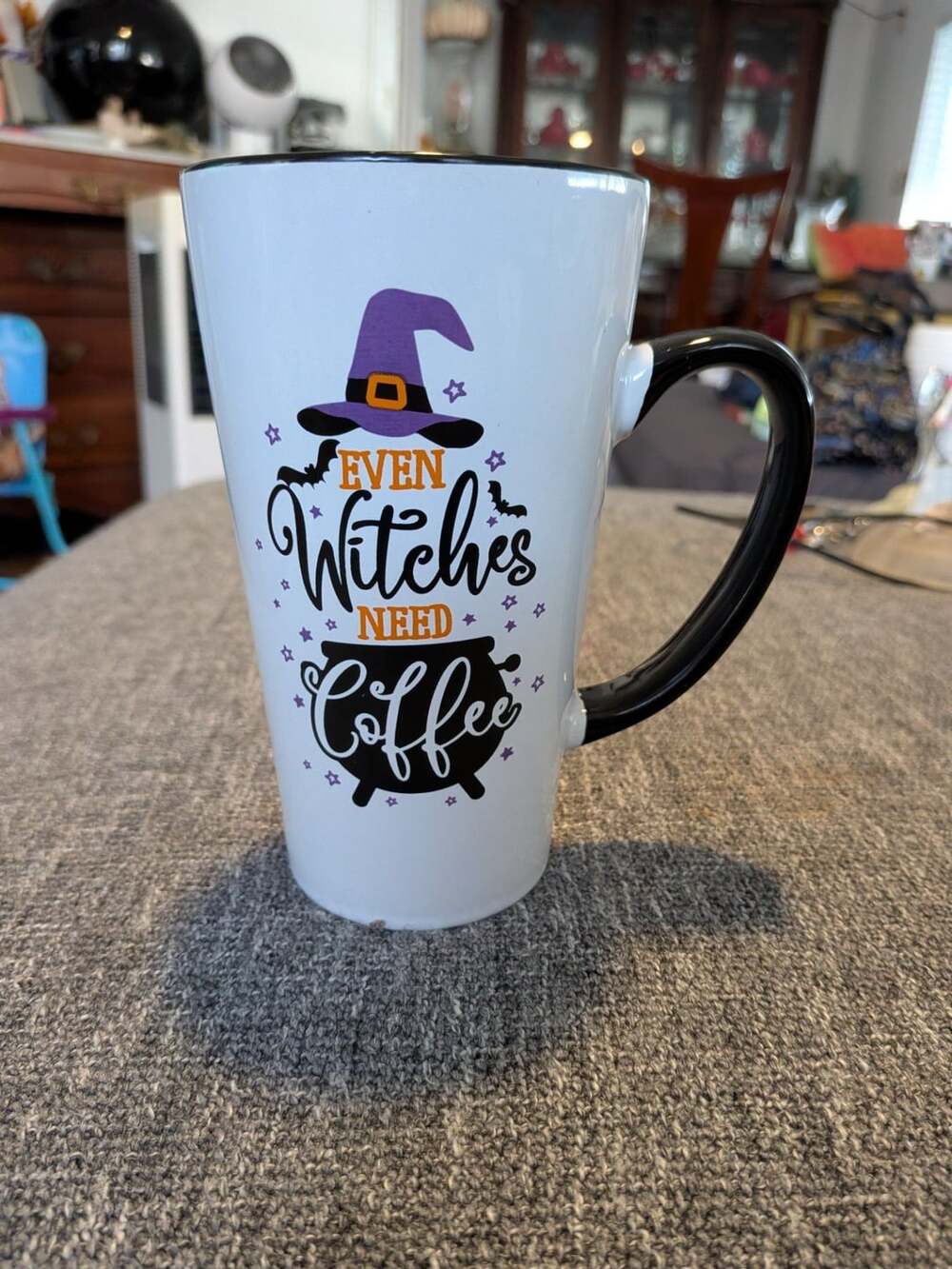 Link Products Even Witches Need Coffee Latte Mug Size 17 oz White Black